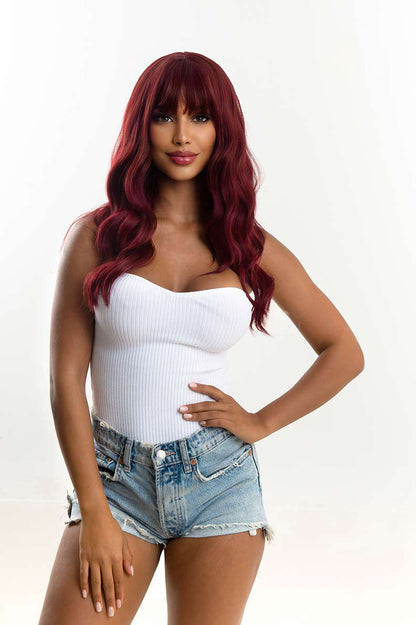 JBEXTENSION 22 Inches Red Body Wave Wig With Bangs ANITA