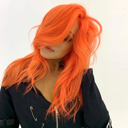 JBEXTENSION Real Human Hair 18 inches 13X5 Lakefront Free Parting 150 Density MARS ( Sun orange )