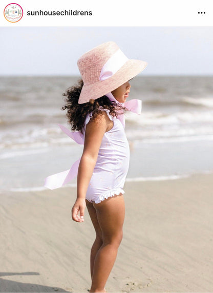 Palmetto Girl’s Hat - Long French Blue Grosgrain Ribbon