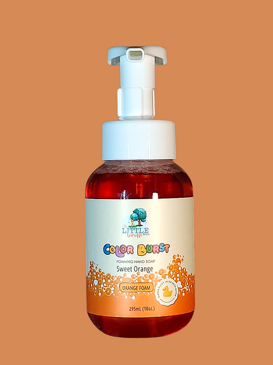 Non-toxic, Colorful Foaming Hand Soap for Kids. Orange Foam. Sweet Orange Scented
