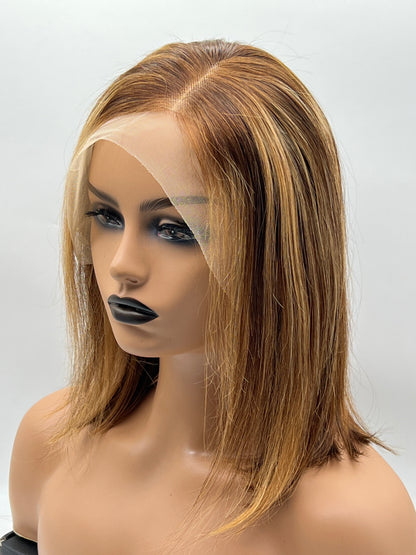 JBEXTENSION 12 Inches 13*4 Real Human Hair Bob Cut Short Straight Lace Frontal Wig ALICIA