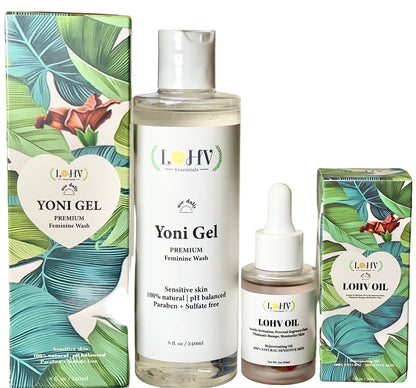 Effective Results Bundle: Premium LOHV YONI GEL feminine wash & LOHV ROSE OIL Bundle Full-Size