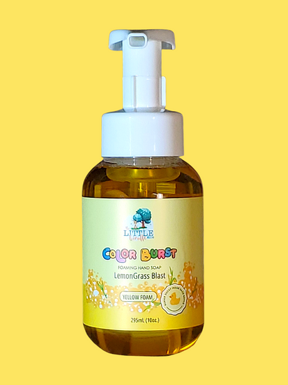Non-Toxic, Colorful Foaming Hand Soap for Kids. Yellow Foam. Lemongrass Scented.