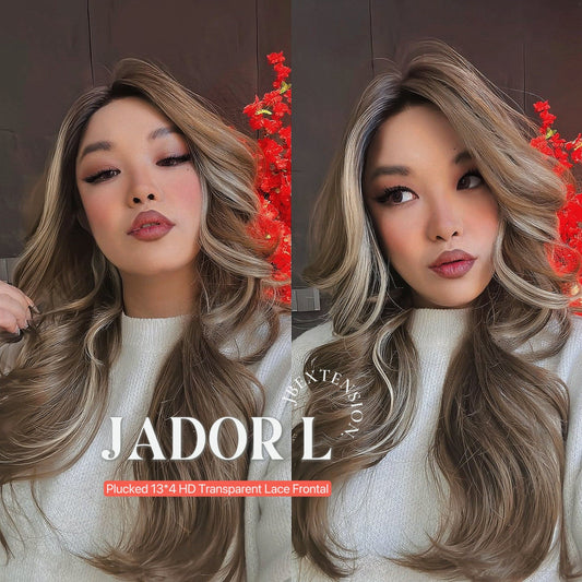 Silvia Highly Recommended- 24 Inches Mix Brown Curly Lace Front Wig.Pre Plucked 13*4 HD Transparent Lace Frontal Handmade Futura Fiber Swiss Lace Synthetic Fiber Pre-Cut Lace Glueless Wig JADOR L