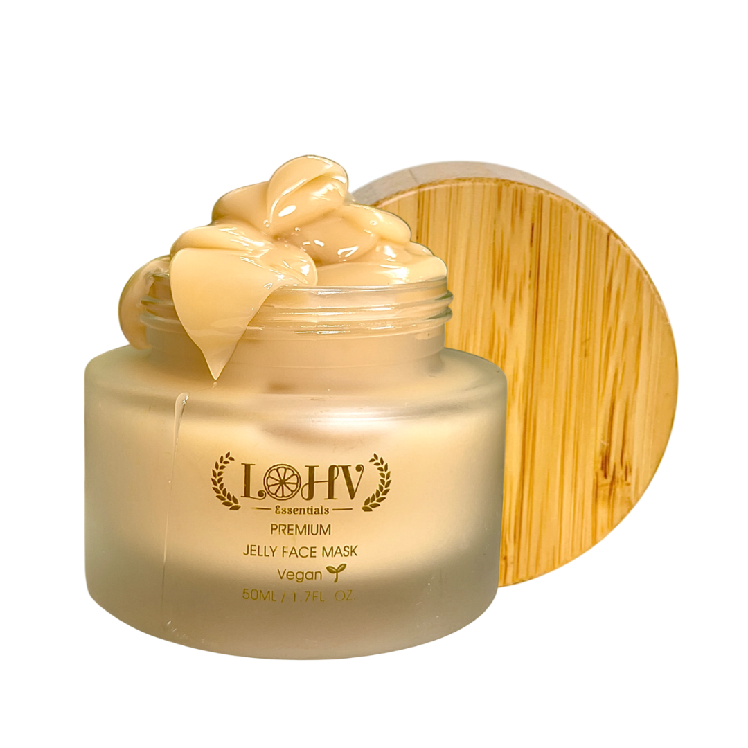 MASCARILLA FACIAL DE GELATINA REJUVENECEDORA 100% VEGANA PREMIUM Con Retinol + Cúrcuma + Aloe Vera + Ácido láctico + Hoja de Romero