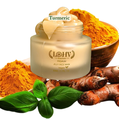 MASCARILLA FACIAL DE GELATINA REJUVENECEDORA 100% VEGANA PREMIUM Con Retinol + Cúrcuma + Aloe Vera + Ácido láctico + Hoja de Romero