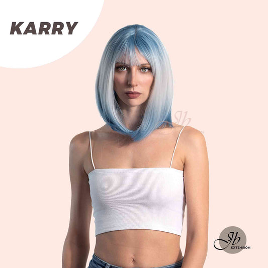 JBEXTENSION 12 Inches Bob Cut Short Straight Blue Wig KARRY BLUE