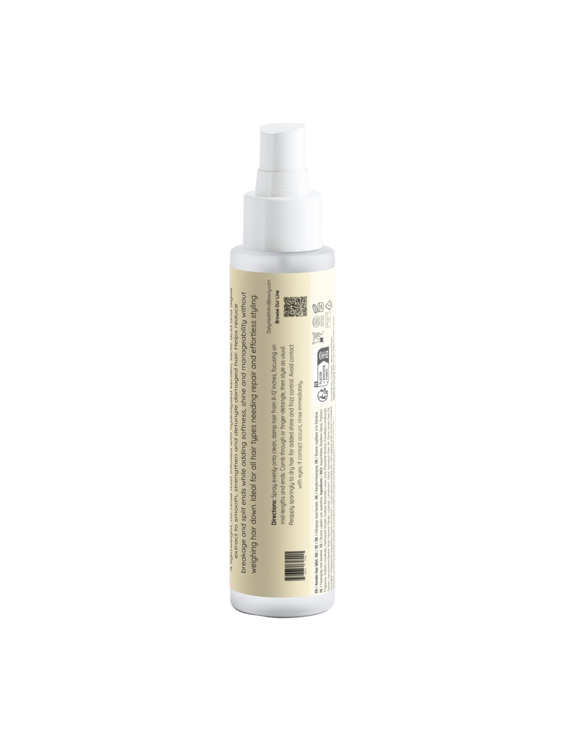 Spray bottle with a label on a white background