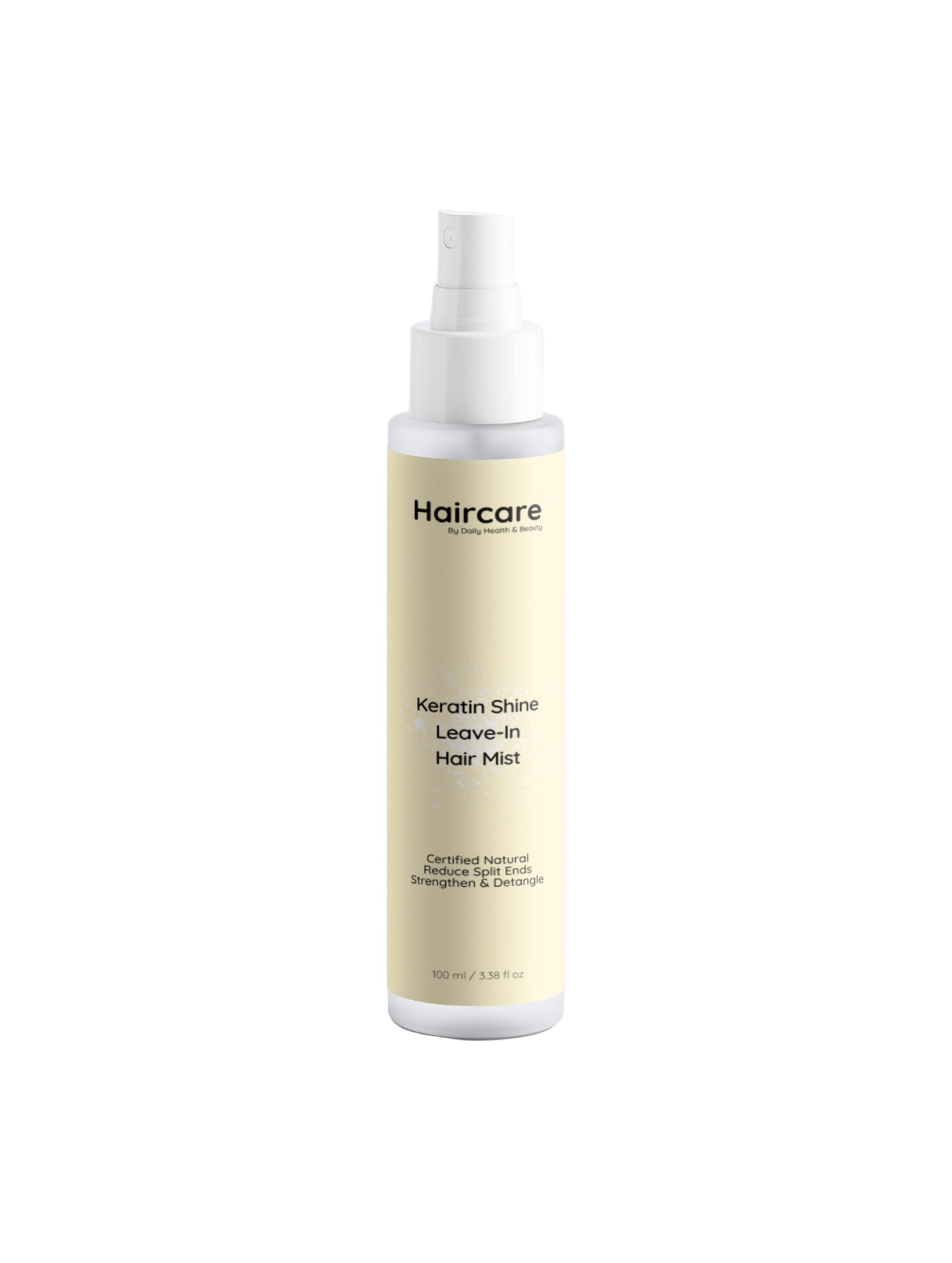 Haircare Keratin Shine Leave-In Hair Mist bottle on a white background