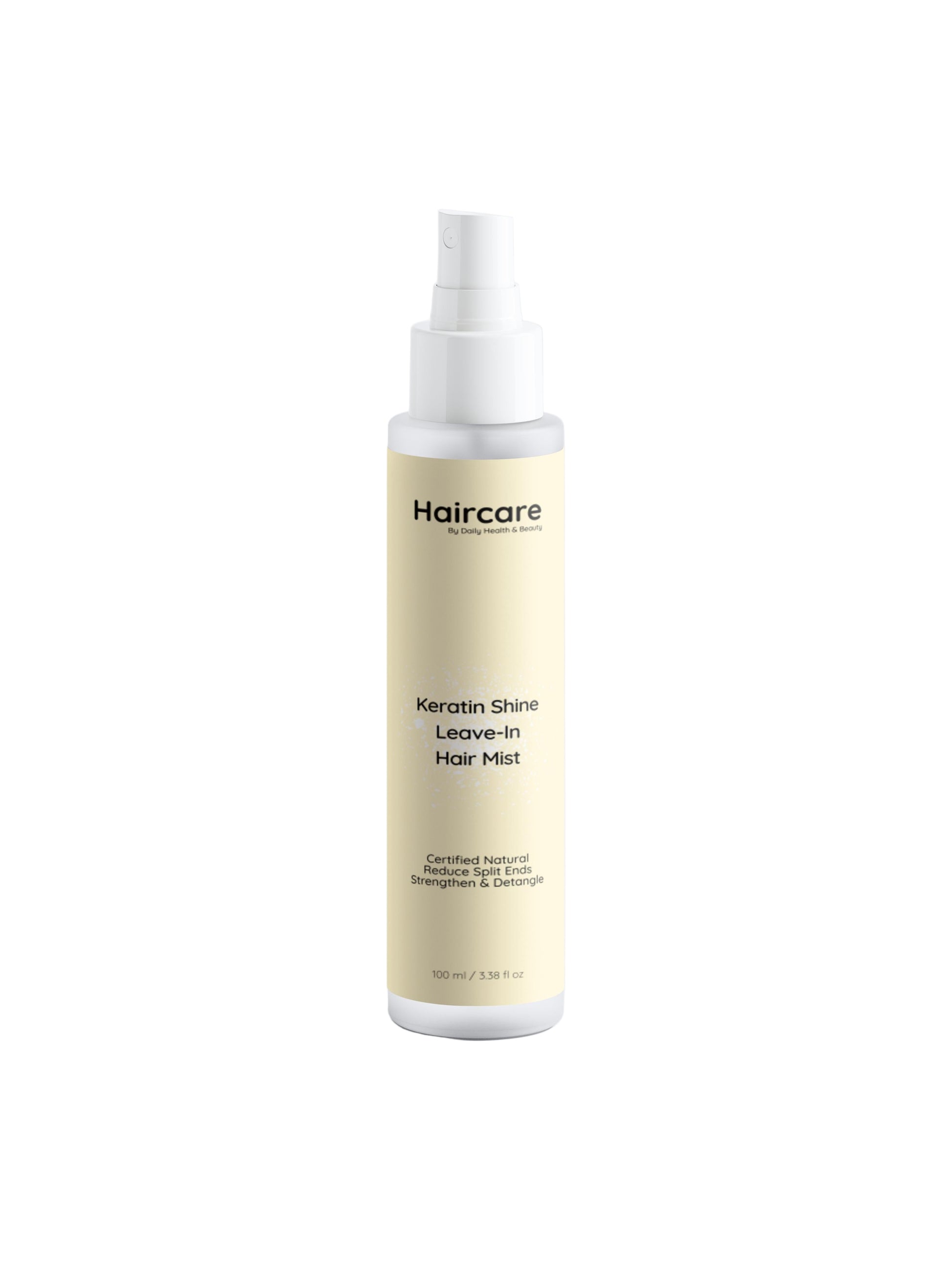 Haircare Keratin Shine Leave-In Hair Mist bottle on a white background