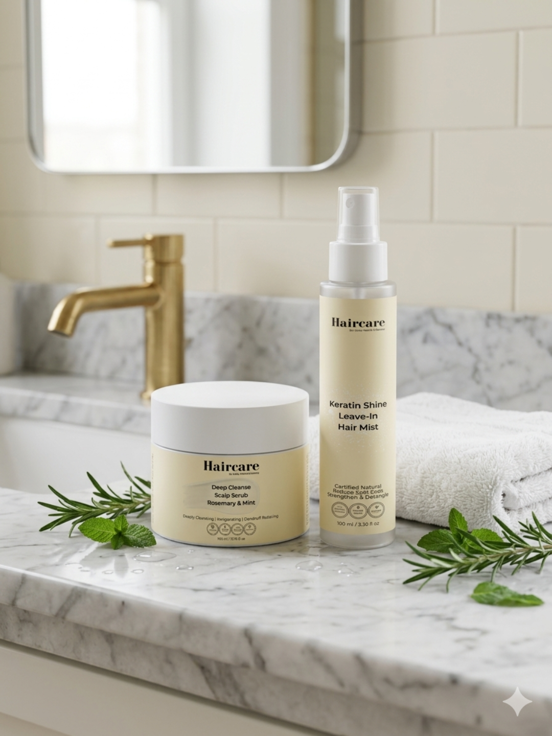 Keratin Mist & Scalp Scrub bundle — both COSMOS Natural certified, gluten-free & nut-free