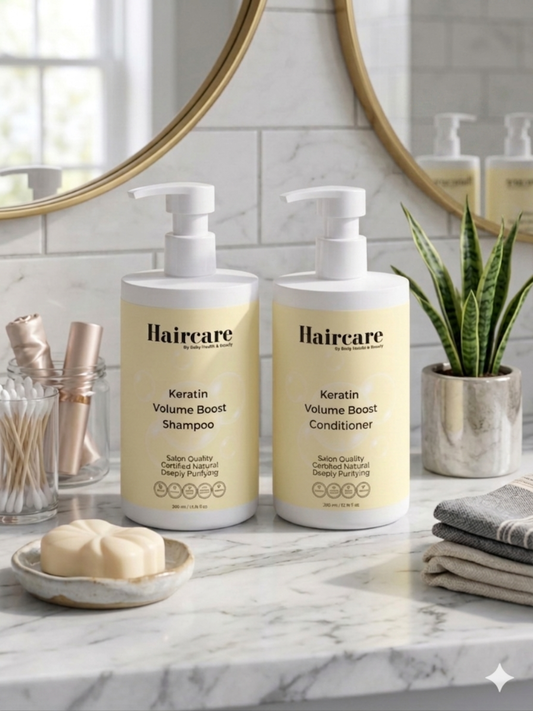 Keratin Volume Boost Shampoo & Conditioner Bundle — COSMOS Natural certified volume system — Daily Health & Beauty