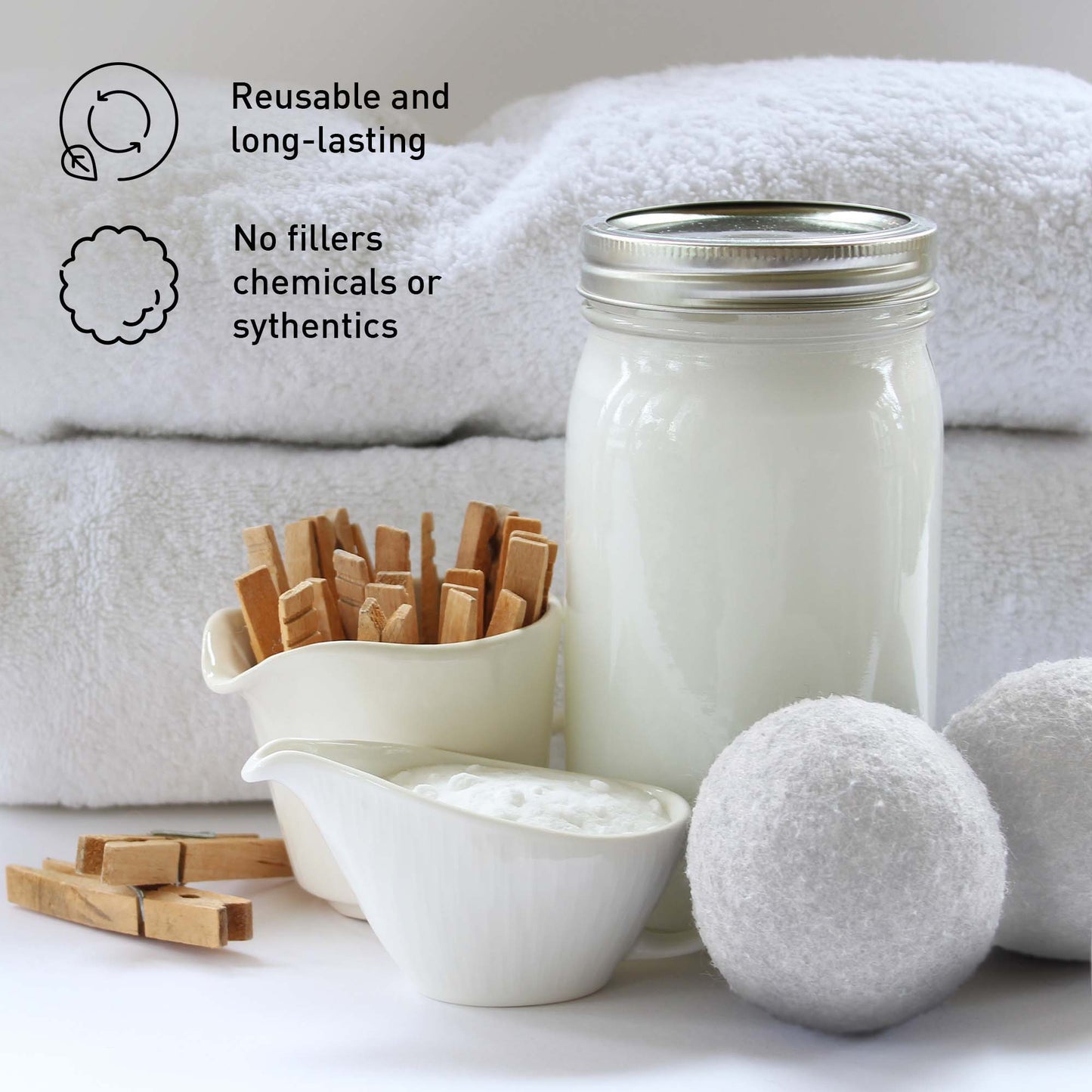 Pursonic Eco-Friendly Laundry Bundle – 3 Packs of Natural Detergent Sheets & 3 Packs of New Zealand Wool Dryer Balls