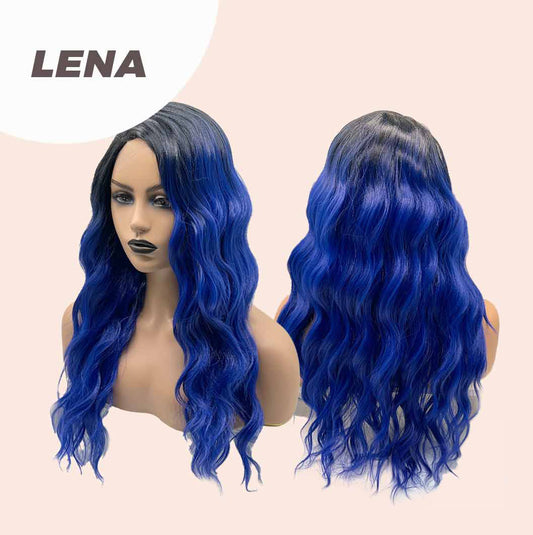 JBEXTENION 24 Inches Ombre Blue Body Wave Frontlace Glueless Wig LENA