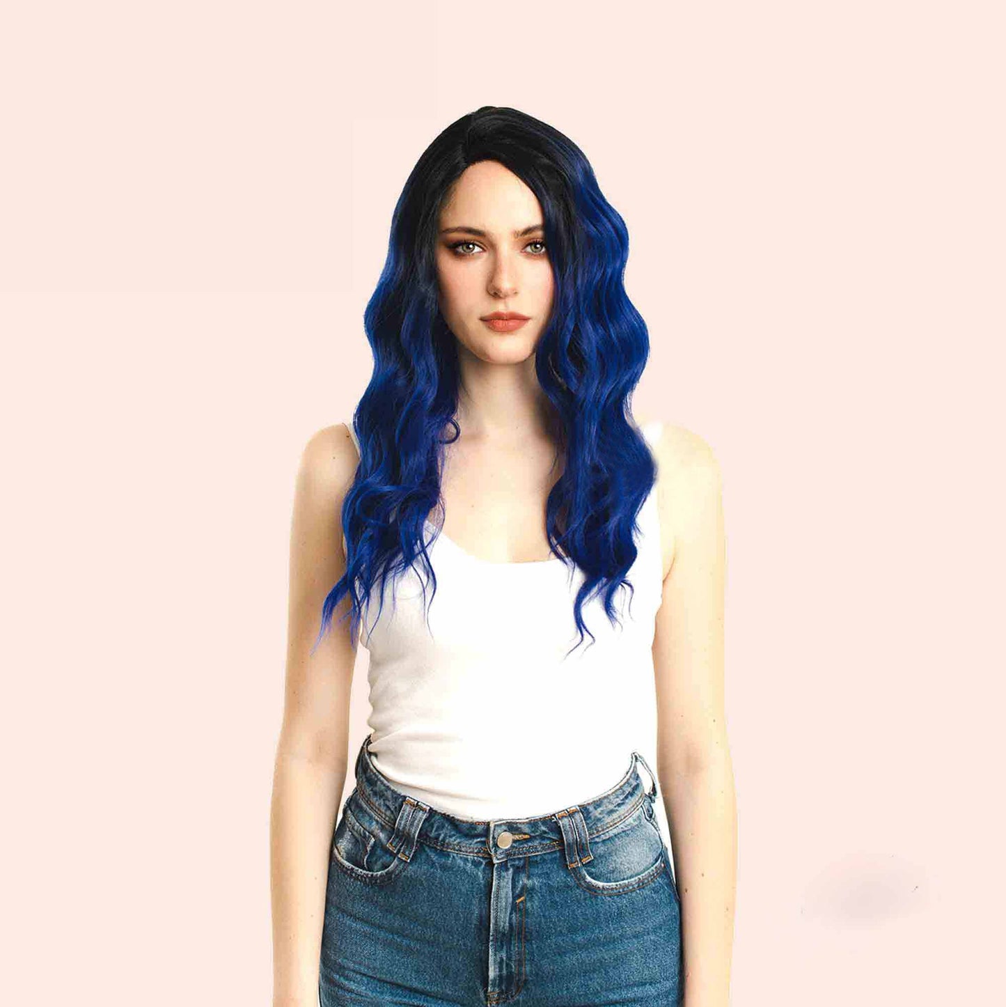 JBEXTENION 24 Inches Ombre Blue Body Wave Frontlace Glueless Wig LENA