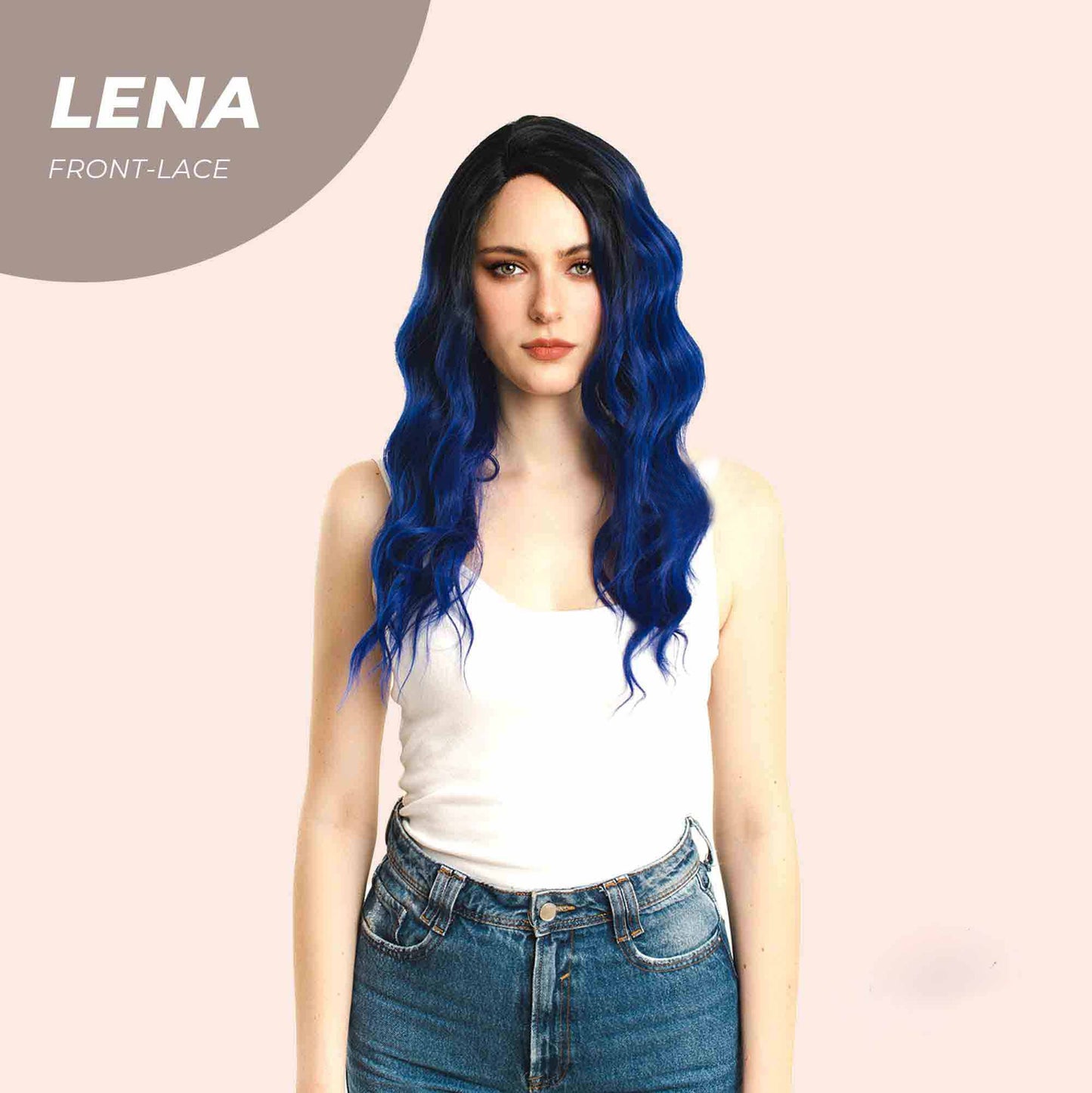 JBEXTENION 24 Inches Ombre Blue Body Wave Frontlace Glueless Wig LENA