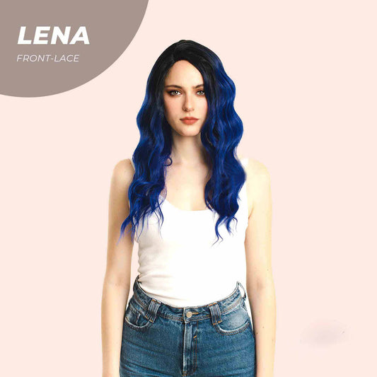 JBEXTENION 24 Inches Ombre Blue Body Wave Frontlace Glueless Wig LENA