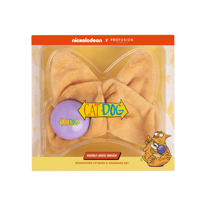 Cat Dog | Double-Sided Snooze - Nourishing Lip Mask & Headband Set