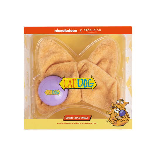 Cat Dog | Double-Sided Snooze - Nourishing Lip Mask & Headband Set