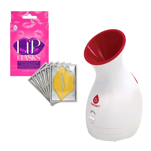 Pursonic Spa-Ready Skincare Bundle: Facial Steamer & Hydrating Lip Masks (Pack of 6)