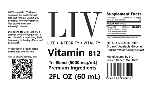 Vitamin B12 Tri-Blend Liquid Energy Booster (5000mcg, 60 servings)