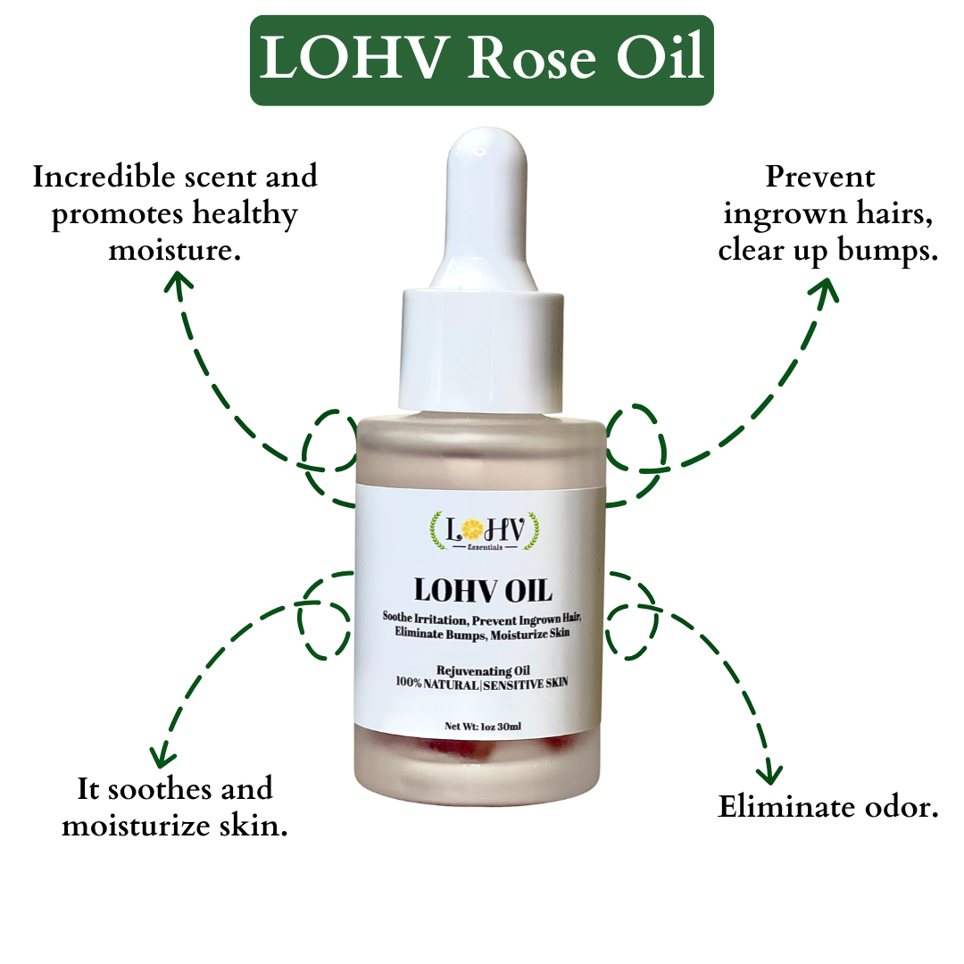3 Step Kit For A Healthy Clean Yoni: YONI GEL pH Balance Wash + LOHVLY GEL Strawberry Flavored Relaxation Wash + LOHV Rose Oil Prevent Ingrown Hairs, Bumps, Sooth & Moisturizing Bikini Line.
