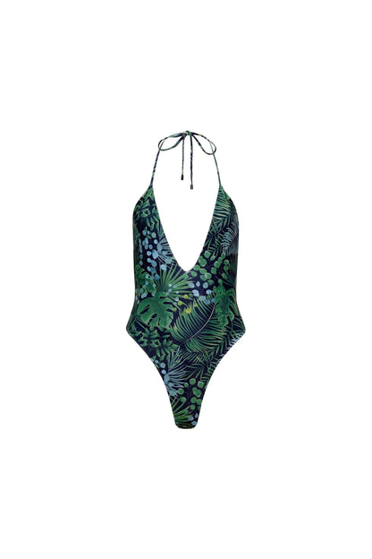 Los Cabos Deep V One Piece Green Palm