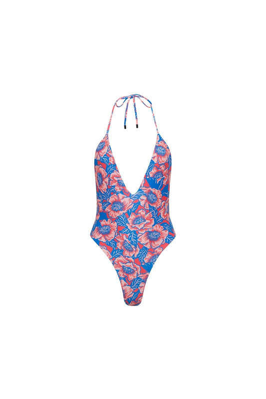 Los Cabos Deep V One Piece Pink Floral