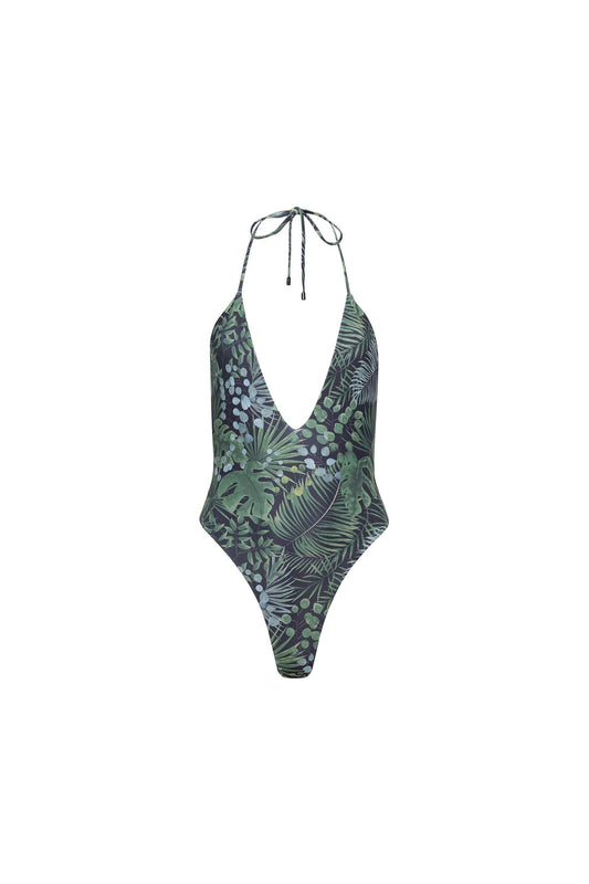 Los Cabos Deep V One Piece Green Palm