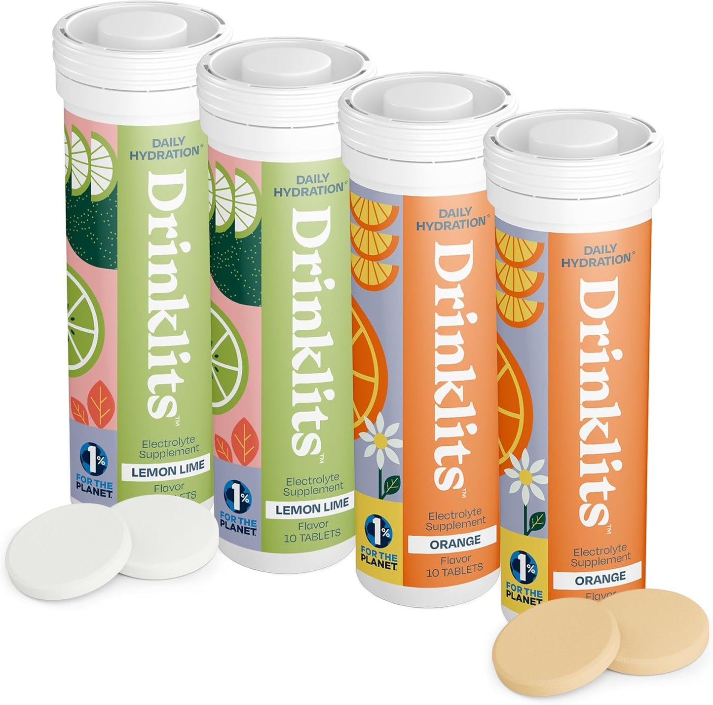 Lemon-Lime & Orange Electrolyte Tablets | Citrus Sports Hydration Combo Pack - 4 Tubes | 40 Servings