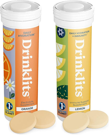 Orange & Lemon Flavored Hydration Tablets - 2 Tubes | 20 Servings