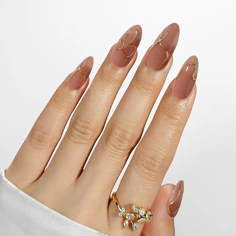 Daring Gold Almond Nails - Press on Nails | Long Lasting & Reusable