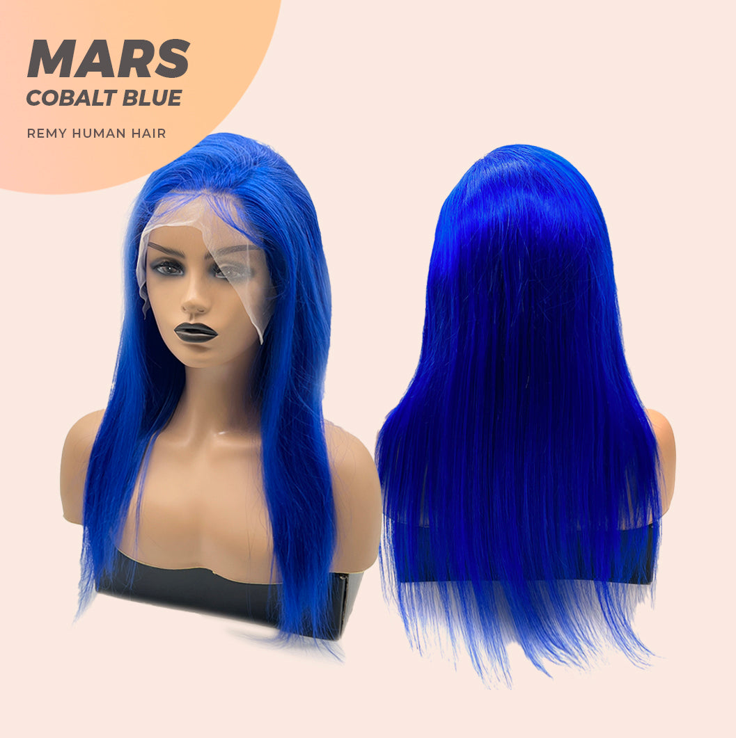 JBEXTENSION Real Human Hair 18 inches 13X5 Lakefront Free Parting 150 Density MARS ( Cobalt Blue )