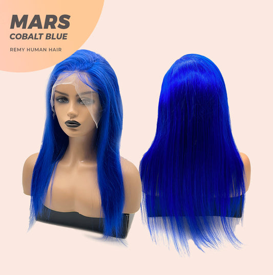 JBEXTENSION Real Human Hair 18 inches 13X5 Lakefront Free Parting 150 Density MARS ( Cobalt Blue )
