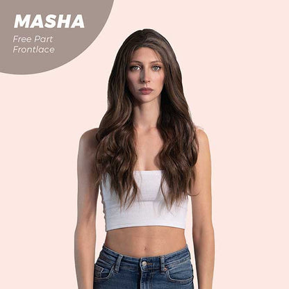 JBEXTENSION 26 Inches Ombre Brown Wave Lace Front Wig.Pre Plucked 6*14 HD Transparent Lace Frontal Glueless Wig MASHA