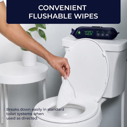 12 Pack of Flushable Man Wipes (1200 Mint Scented Wipes)