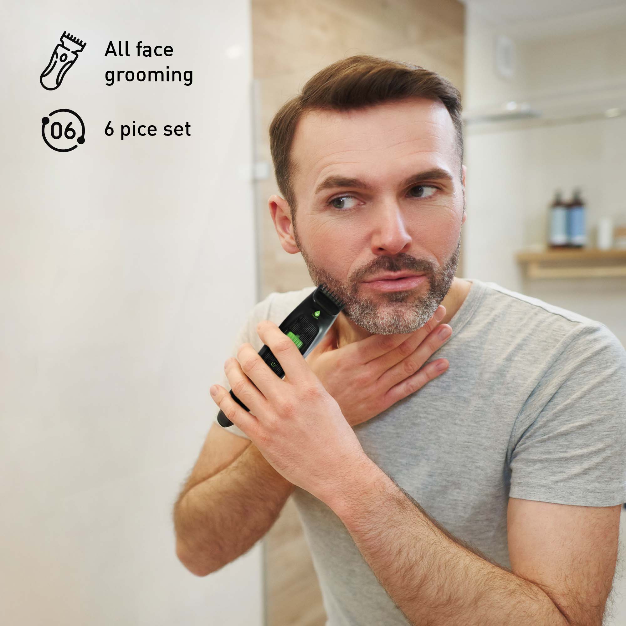 Pursonic Men’s Refresh & Groom Kit: Cedarwood, Tea Tree & Eucalyptus Wipes + Rechargeable Beard & Body Trimmer