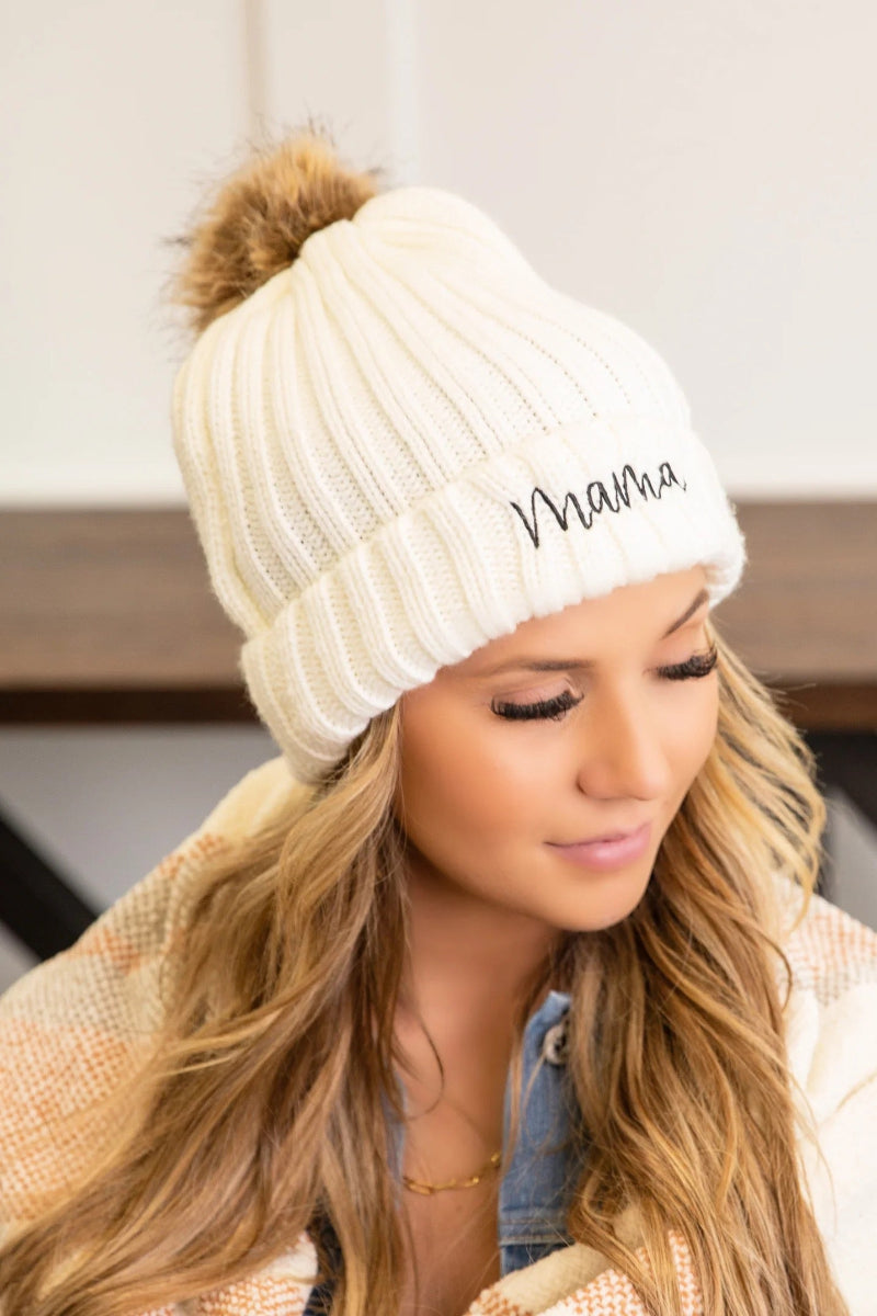 Mama Knitted Beanie Hat - Perfect Gift for Moms-to-be