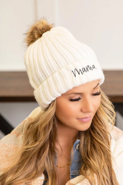 Mama Knitted Beanie Hat - Perfect Gift for Moms-to-be