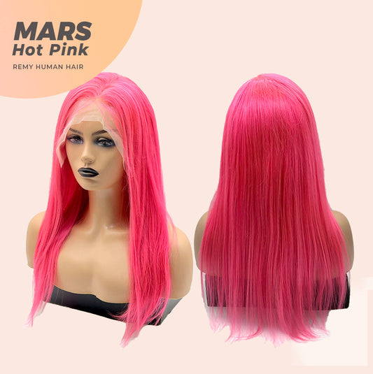 JBEXTENSION Real Human Hair 18 inches 13X5 Lakefront Free Parting 150 Density MARS ( Hot pink )
