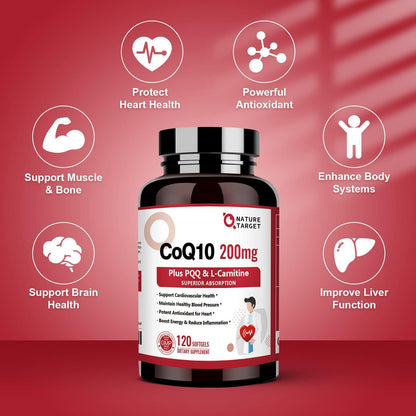 CoQ10 + PQQ + L-Carnitine, 200mg, 120 Softgels