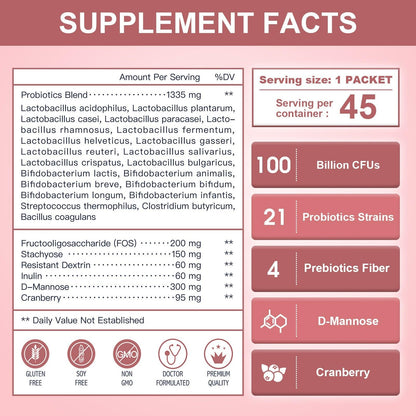 4-in-1 Probiotics, 100 Billion CFUs, 45 Packs