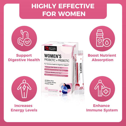 Women’s Probiotic & Prebiotic Powder, 50 Billion CFUs, 30 Packs