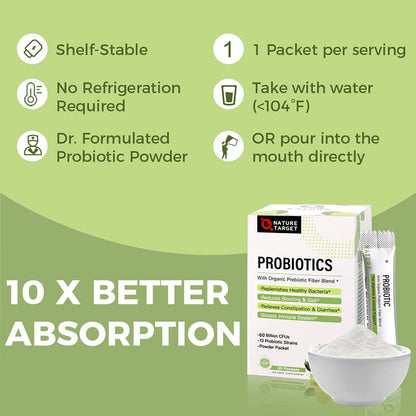 Probiotics Powder for All Ages, 60 Billion CFUs, 30 Packets