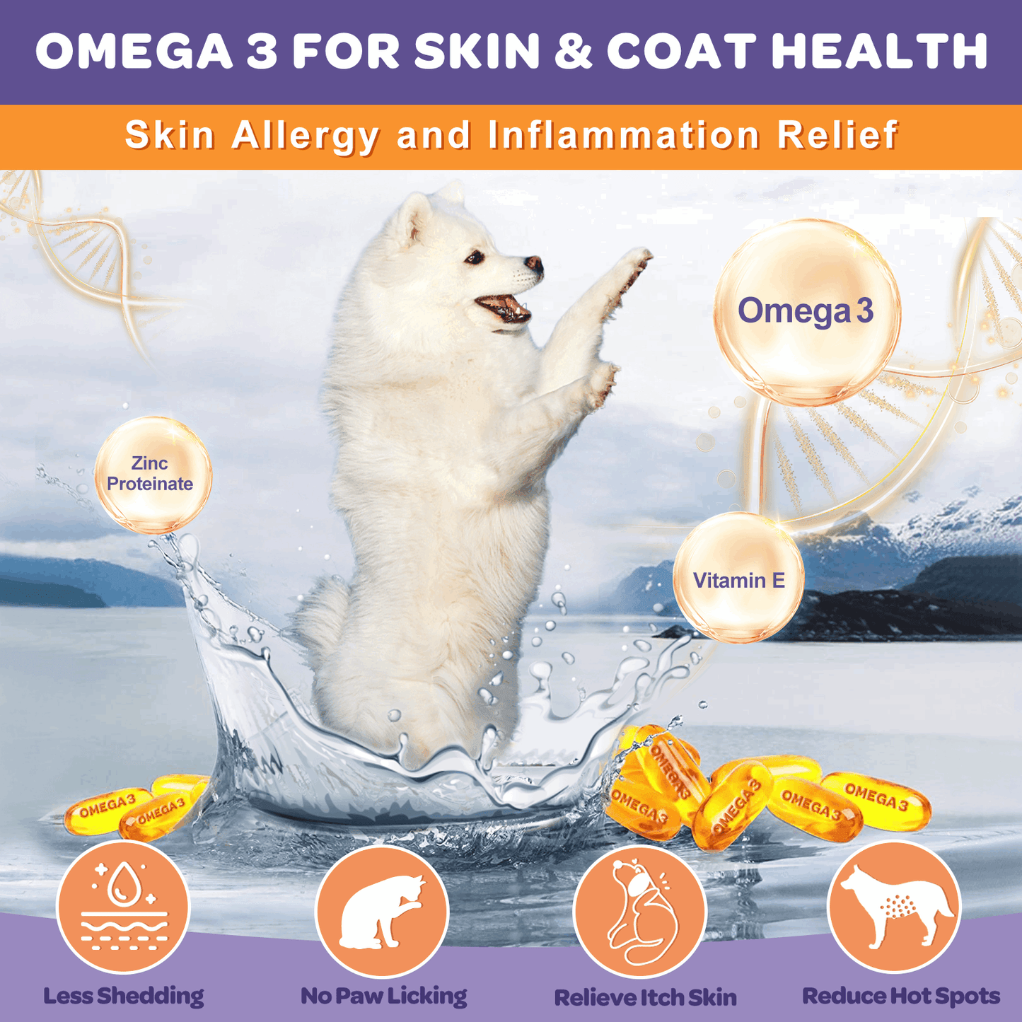 Dogs & Cats Omega-3 Chicken Flavor Probiotics, 6 Billion Probiotics, 120 Chews