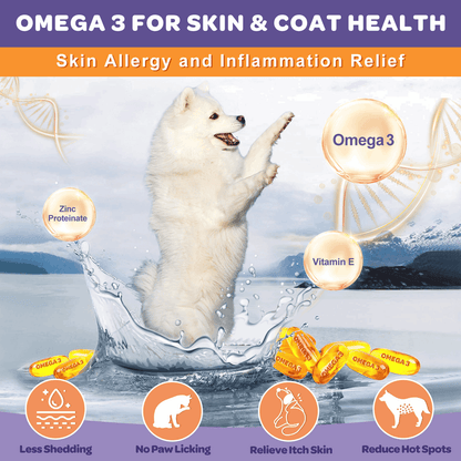 Dogs & Cats Omega-3 Chicken Flavor Probiotics, 6 Billion Probiotics, 120 Chews