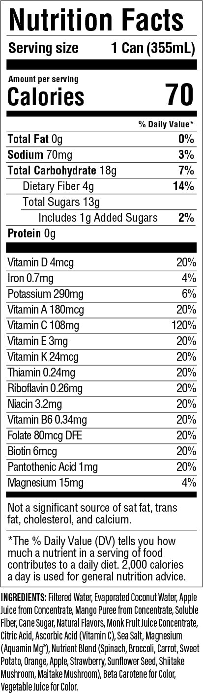 Orange Mango: Coconut Water and Real Fruit Juice with Electrolytes, Vitamins and Fiber