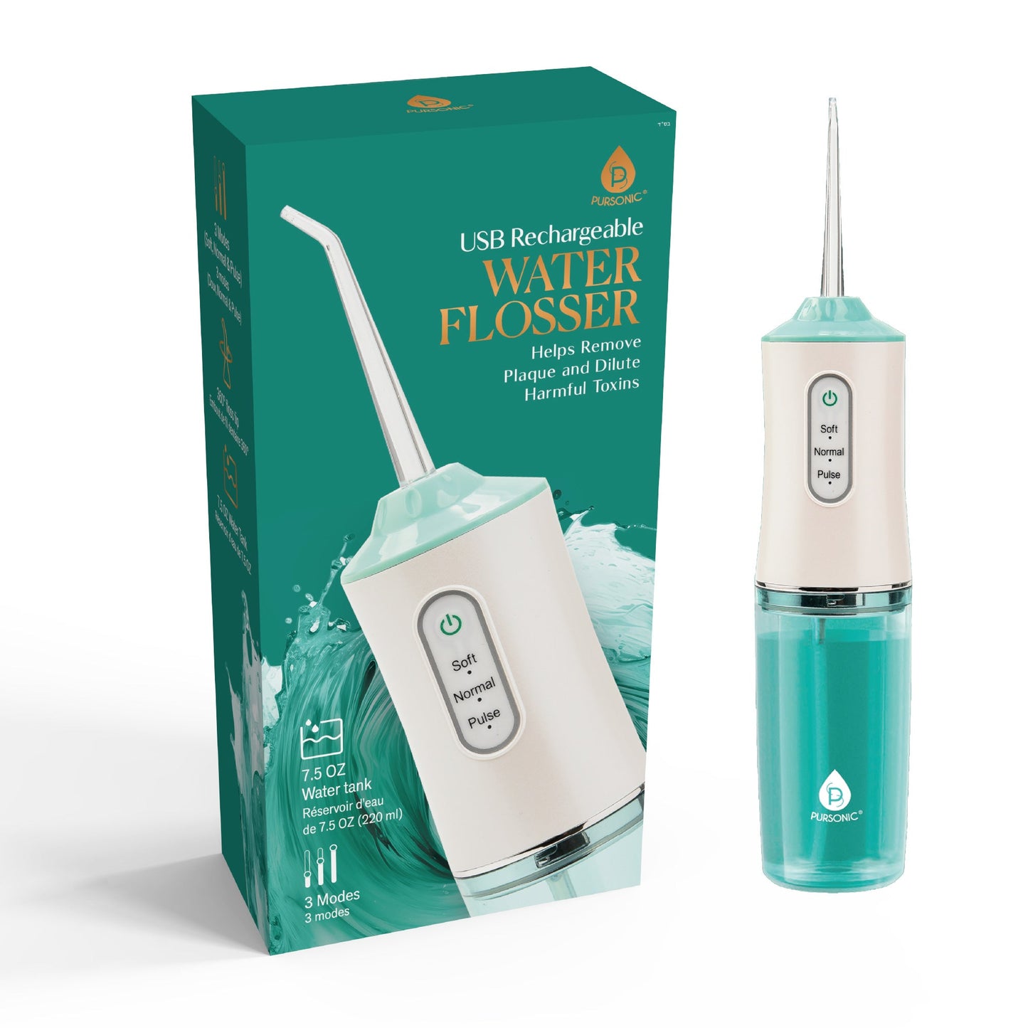 USB Rechargeable Water Flosser Helps Remove Plaque & Dilute Harmful Toxins