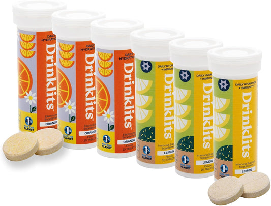 Orange Daily Hydration Mix & Lemon Daily Immune Support - 6 Tubes | 60 Servings
