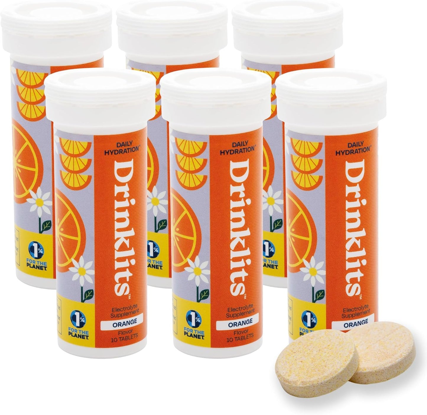 Orange Fizzy Electrolyte Sports Drink Tablets - 6 Tubes | 60 Servings
